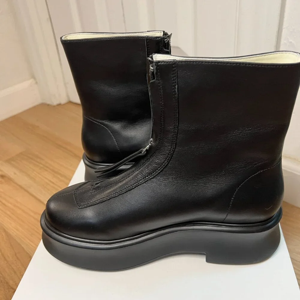 The Row Black Zipped Boot I in Leather - Picture 4 of 12